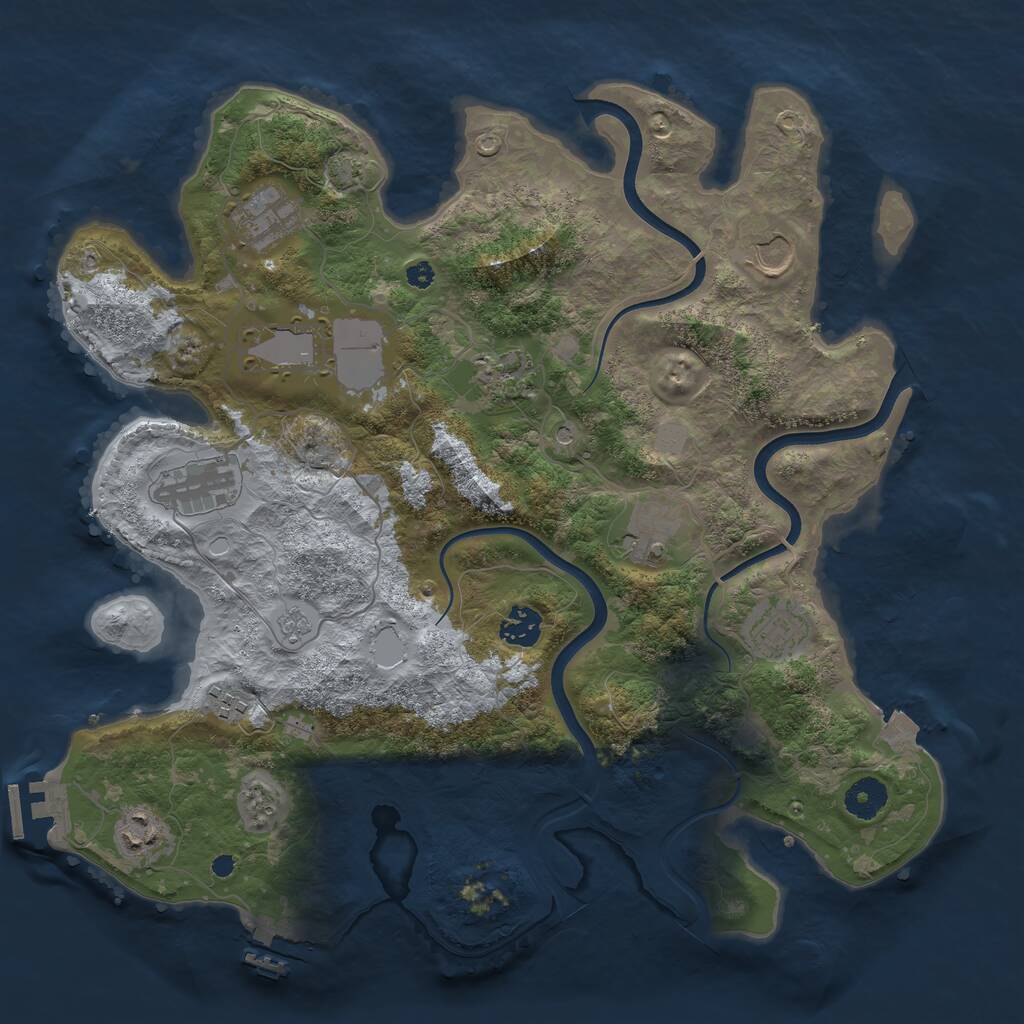 Rust Map: Procedural Map, Size: 3750, Seed: 1119142043, 16 Monuments