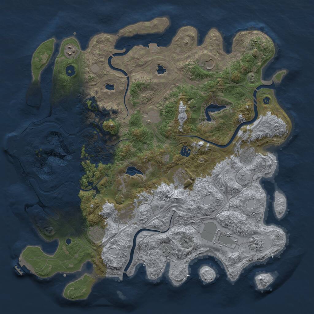 Rust Map: Procedural Map, Size: 4500, Seed: 1764492528, 17 Monuments
