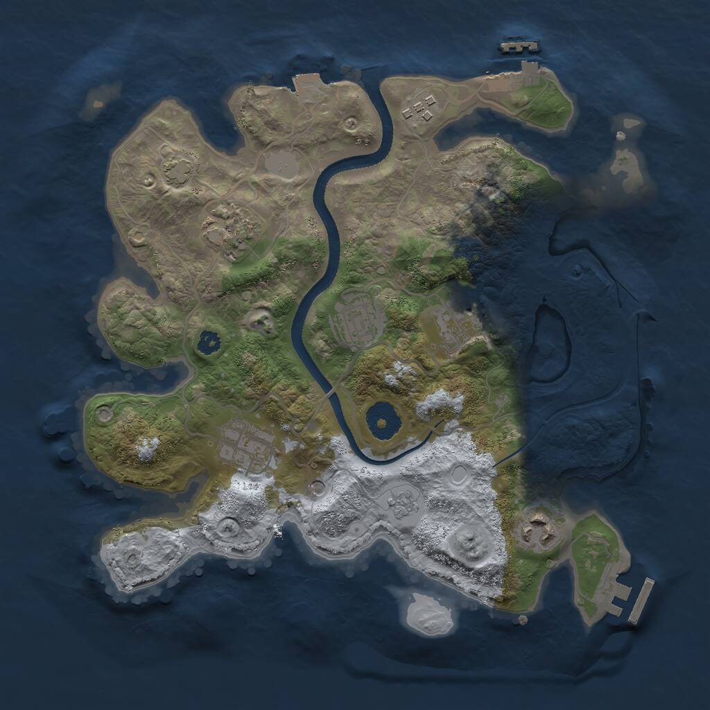 Rust Map: Procedural Map, Size: 3000, Seed: 53363519, 12 Monuments