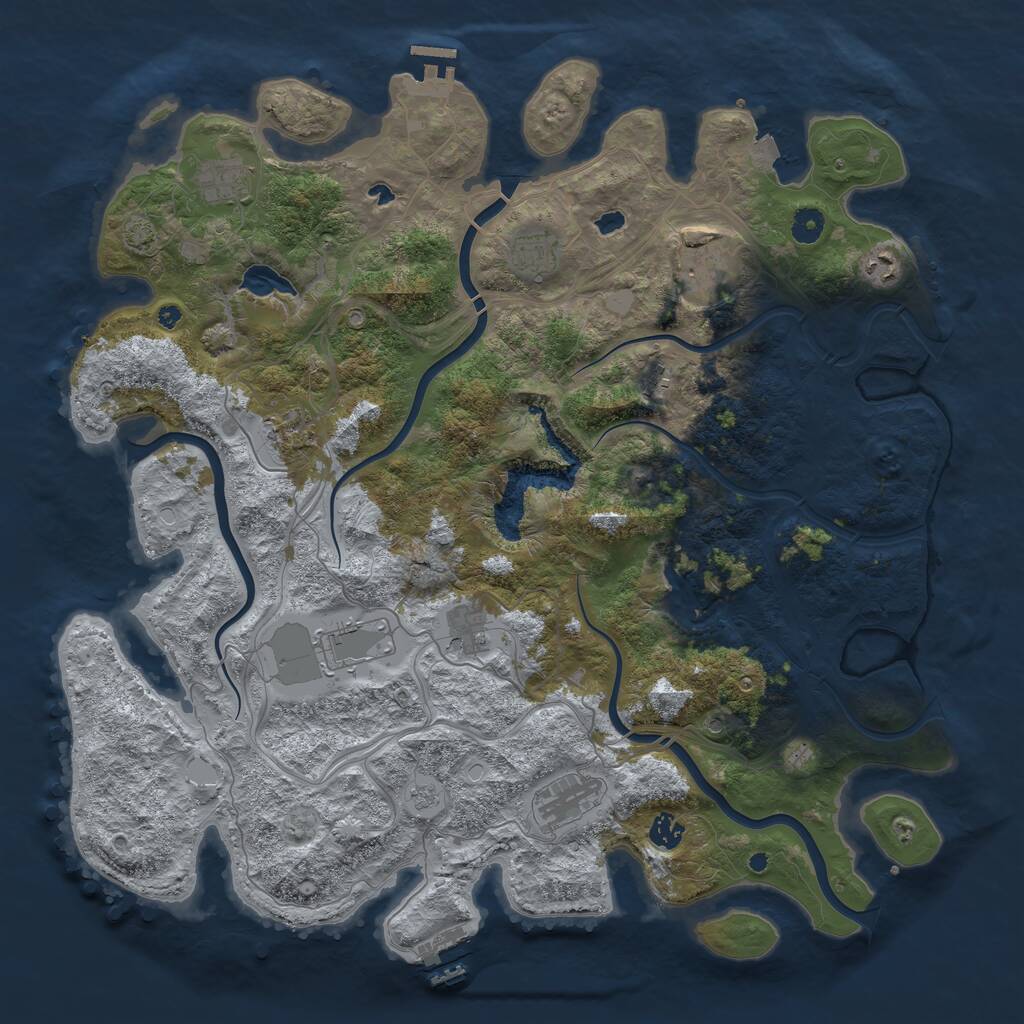 Rust Map: Procedural Map, Size: 4500, Seed: 1861606390, 16 Monuments
