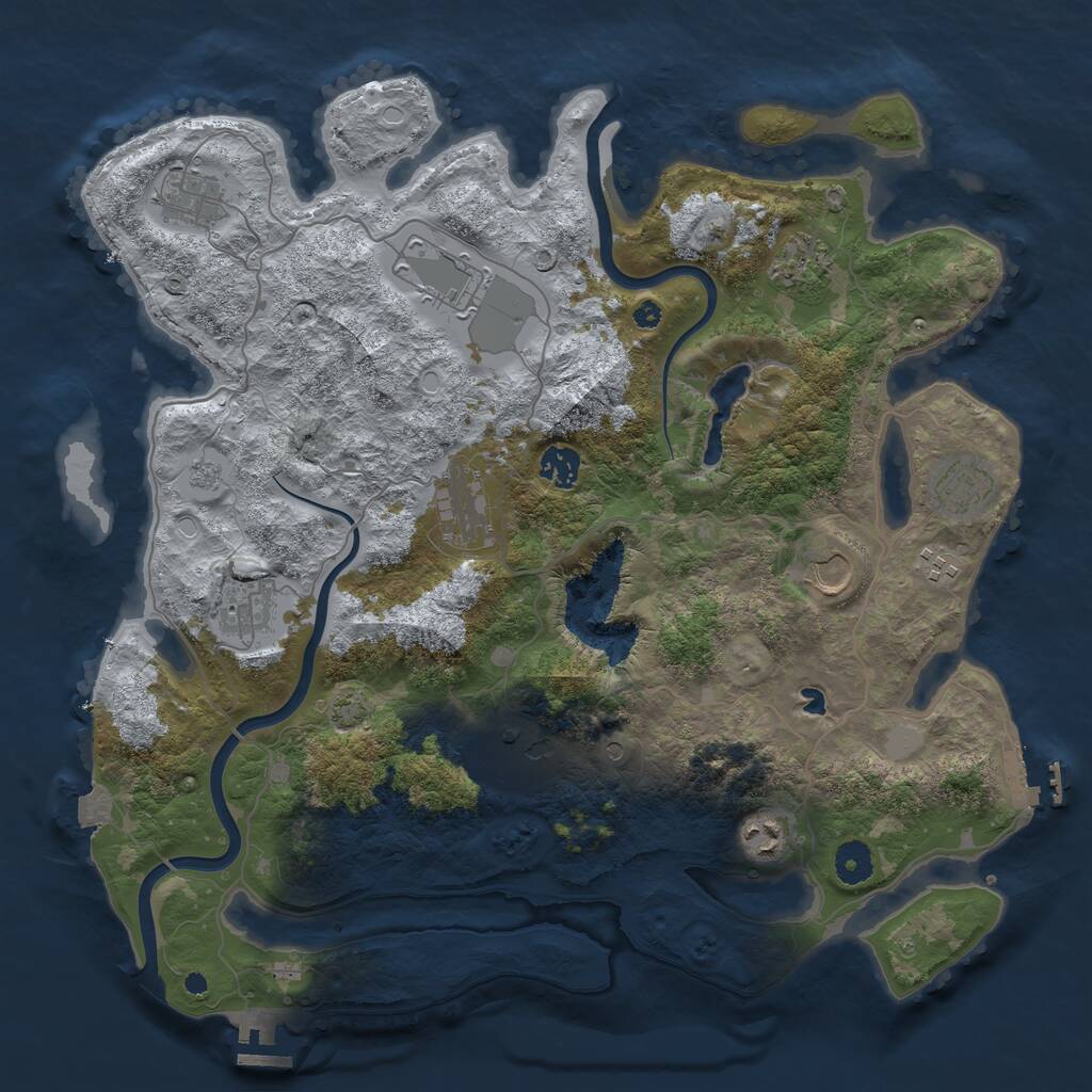 Rust Map: Procedural Map, Size: 4000, Seed: 2110818483, 17 Monuments