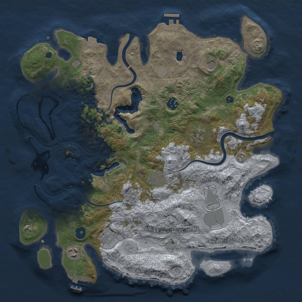 Rust Map: Procedural Map, Size: 4000, Seed: 668792180, 14 Monuments