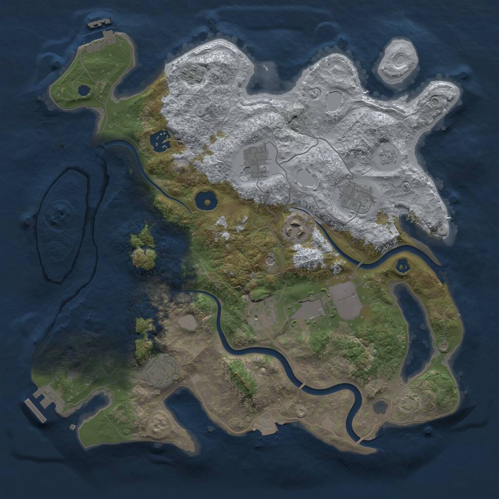 Rust Map: Procedural Map, Size: 3500, Seed: 10244920, 14 Monuments