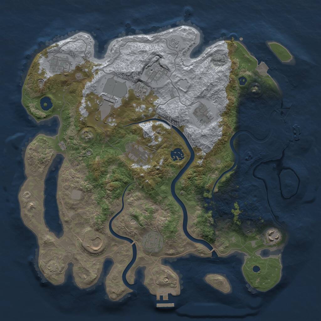 Rust Map: Procedural Map, Size: 3700, Seed: 1049646870, 16 Monuments