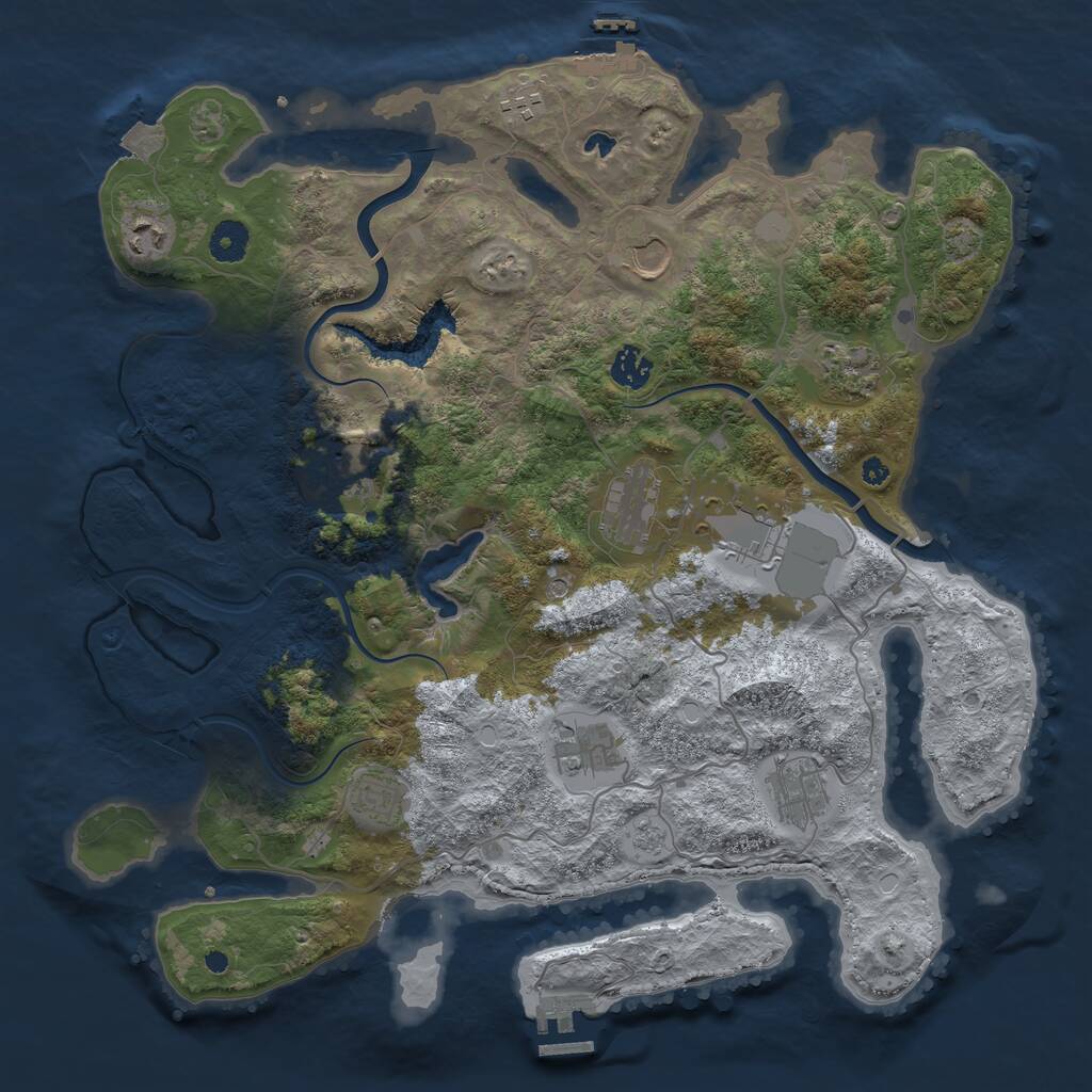 Rust Map: Procedural Map, Size: 4000, Seed: 740556740, 17 Monuments