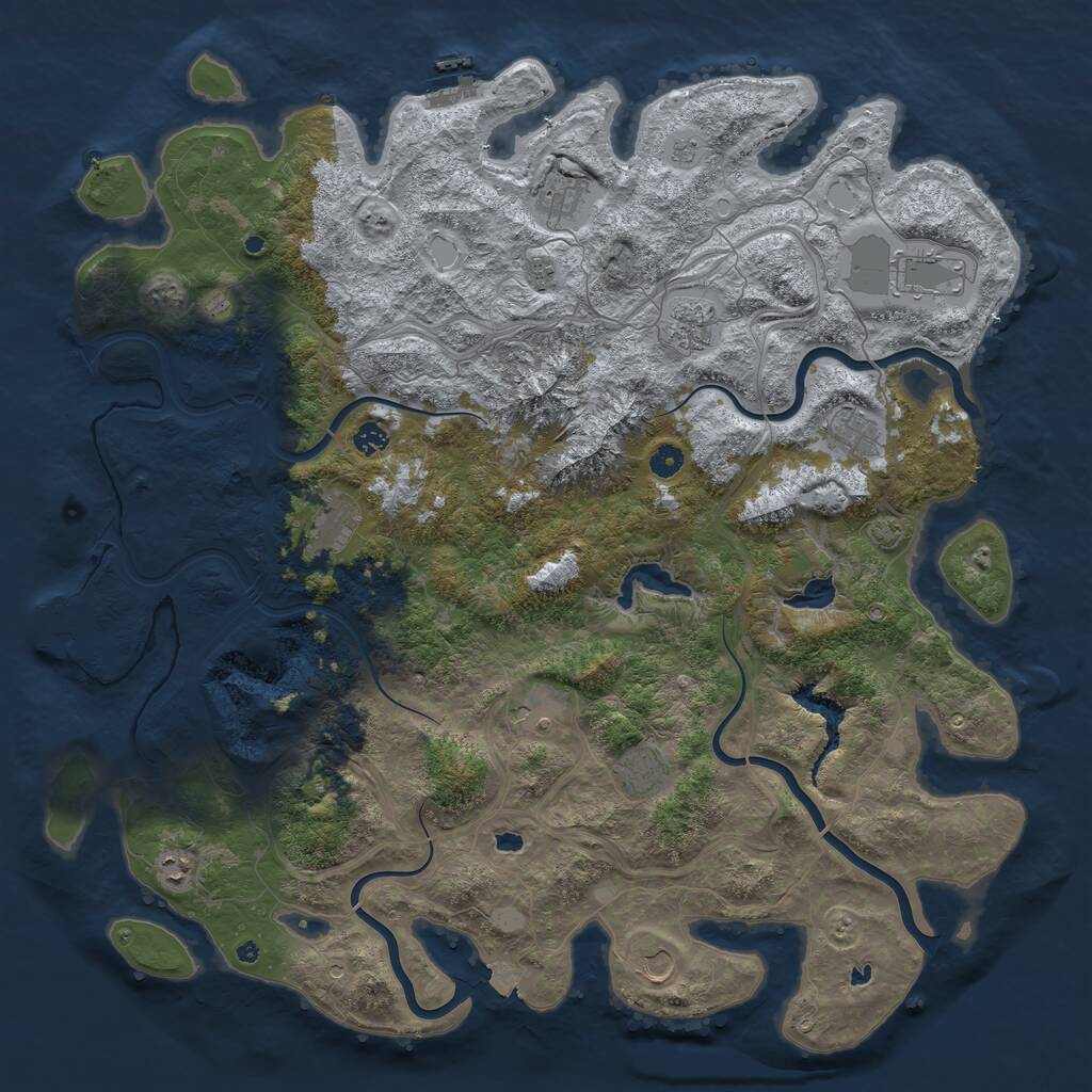Rust Map: Procedural Map, Size: 5000, Seed: 1918615948, 17 Monuments