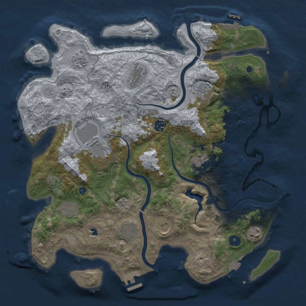 Rust Map: Procedural Map, Size: 4000, Seed: 2000775329, 17 Monuments