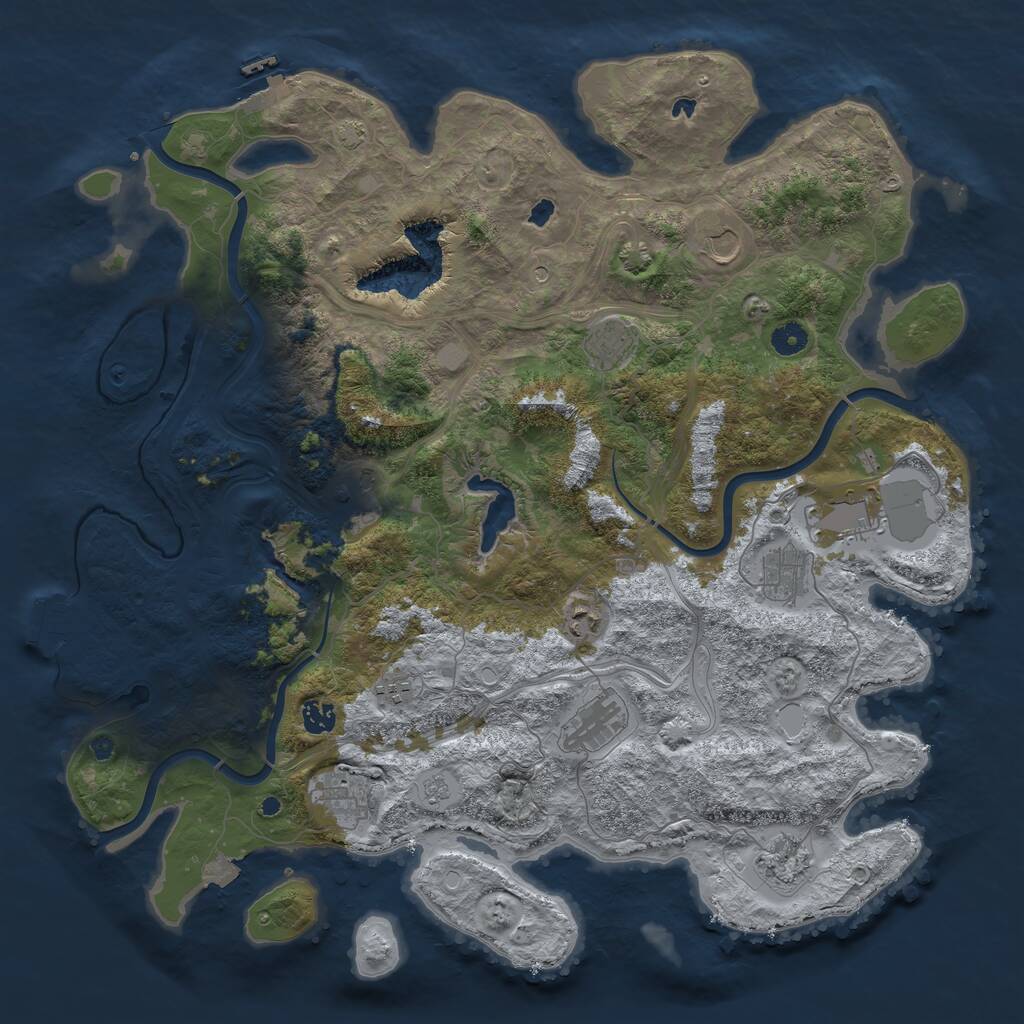 Rust Map: Procedural Map, Size: 4500, Seed: 2117223995, 17 Monuments