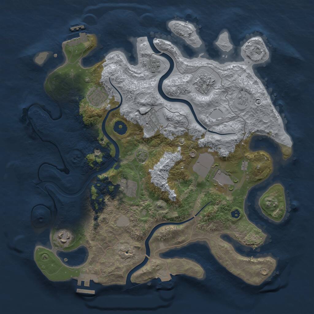 Rust Map: Procedural Map, Size: 3500, Seed: 1145885022, 13 Monuments