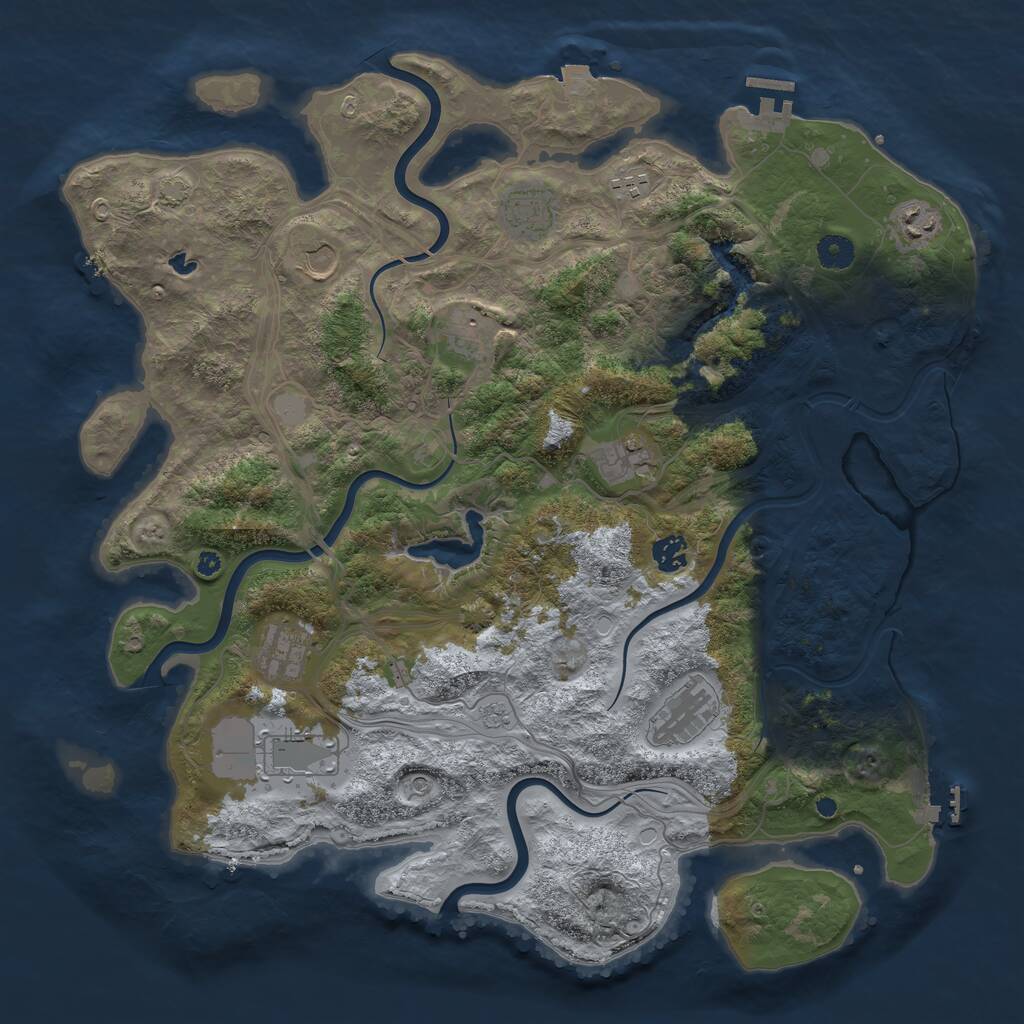Rust Map: Procedural Map, Size: 4250, Seed: 1105611012, 16 Monuments