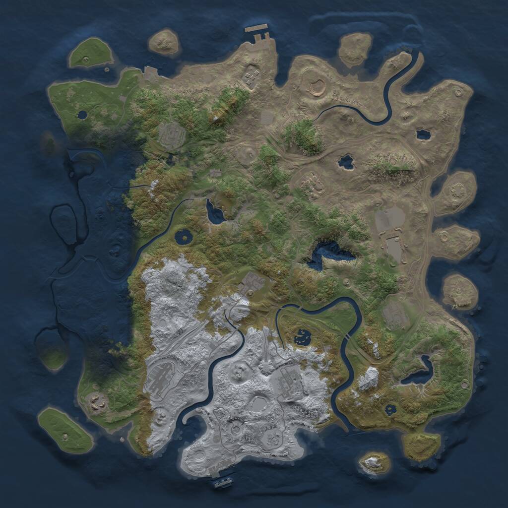 Rust Map: Procedural Map, Size: 4500, Seed: 1992891932, 17 Monuments