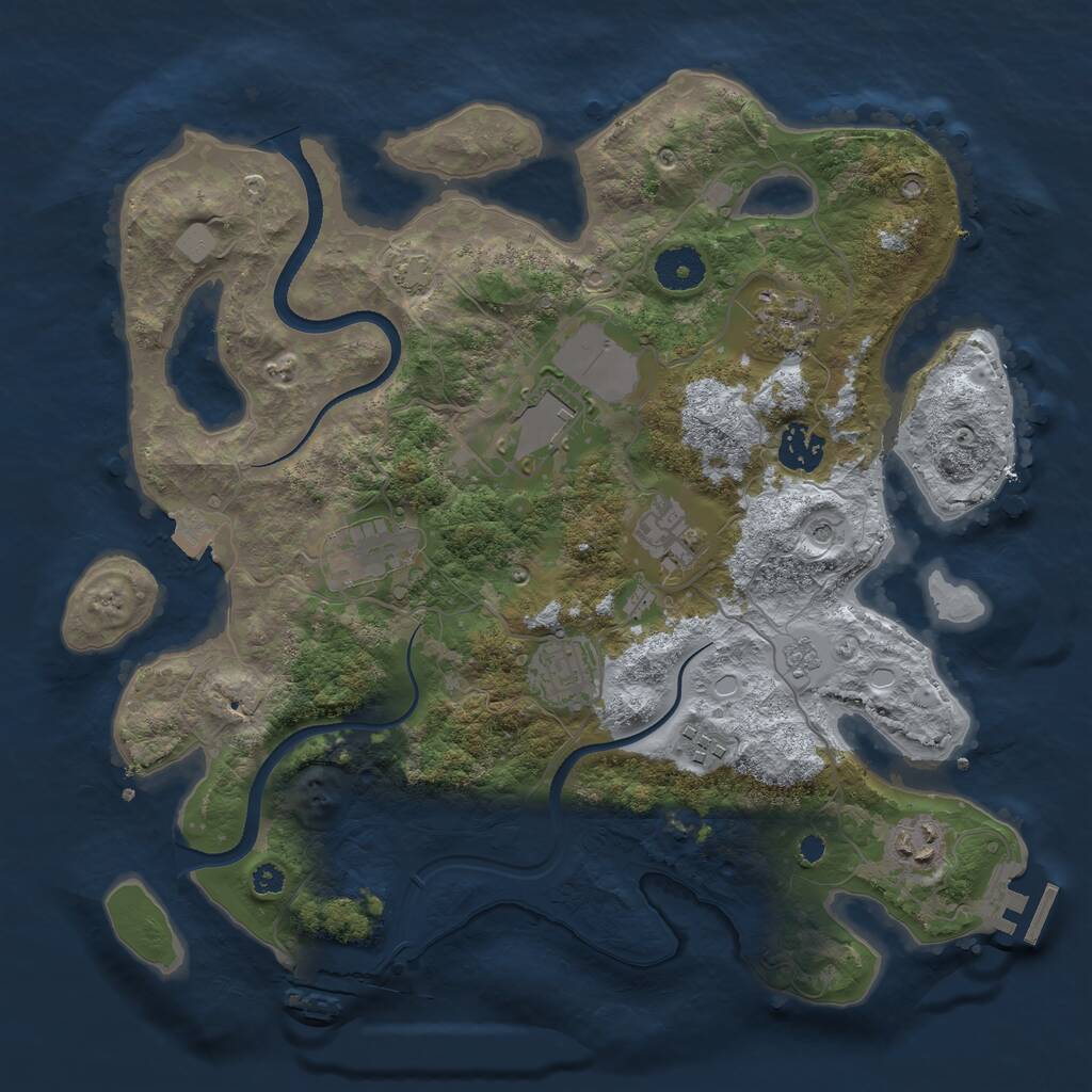 Rust Map: Procedural Map, Size: 3500, Seed: 94622654, 14 Monuments