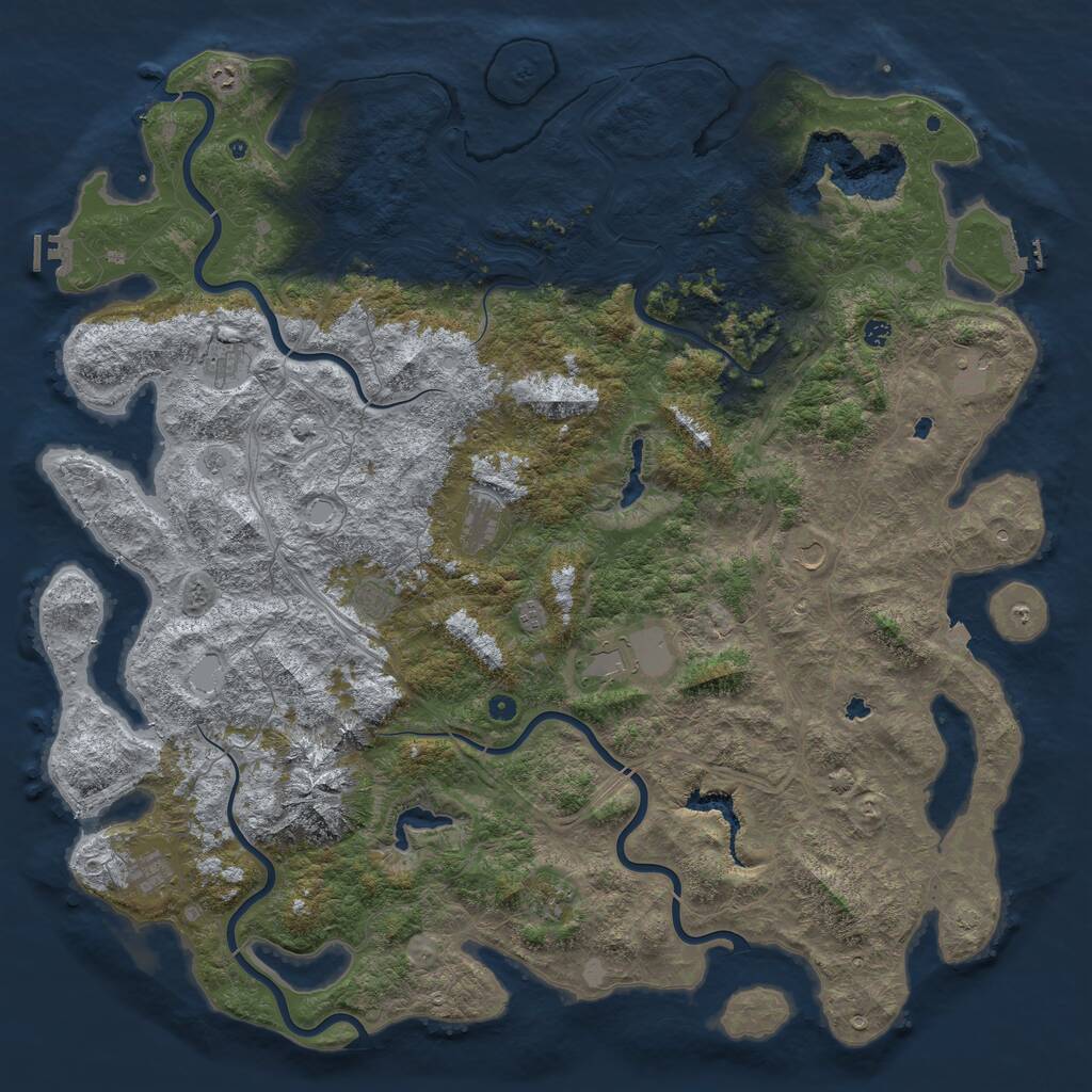 Rust Map: Procedural Map, Size: 6000, Seed: 113864313, 17 Monuments