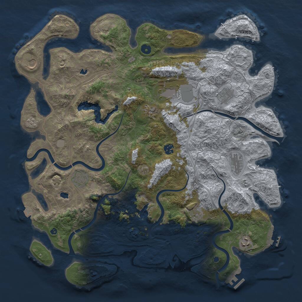 Rust Map: Procedural Map, Size: 4500, Seed: 847327731, 16 Monuments