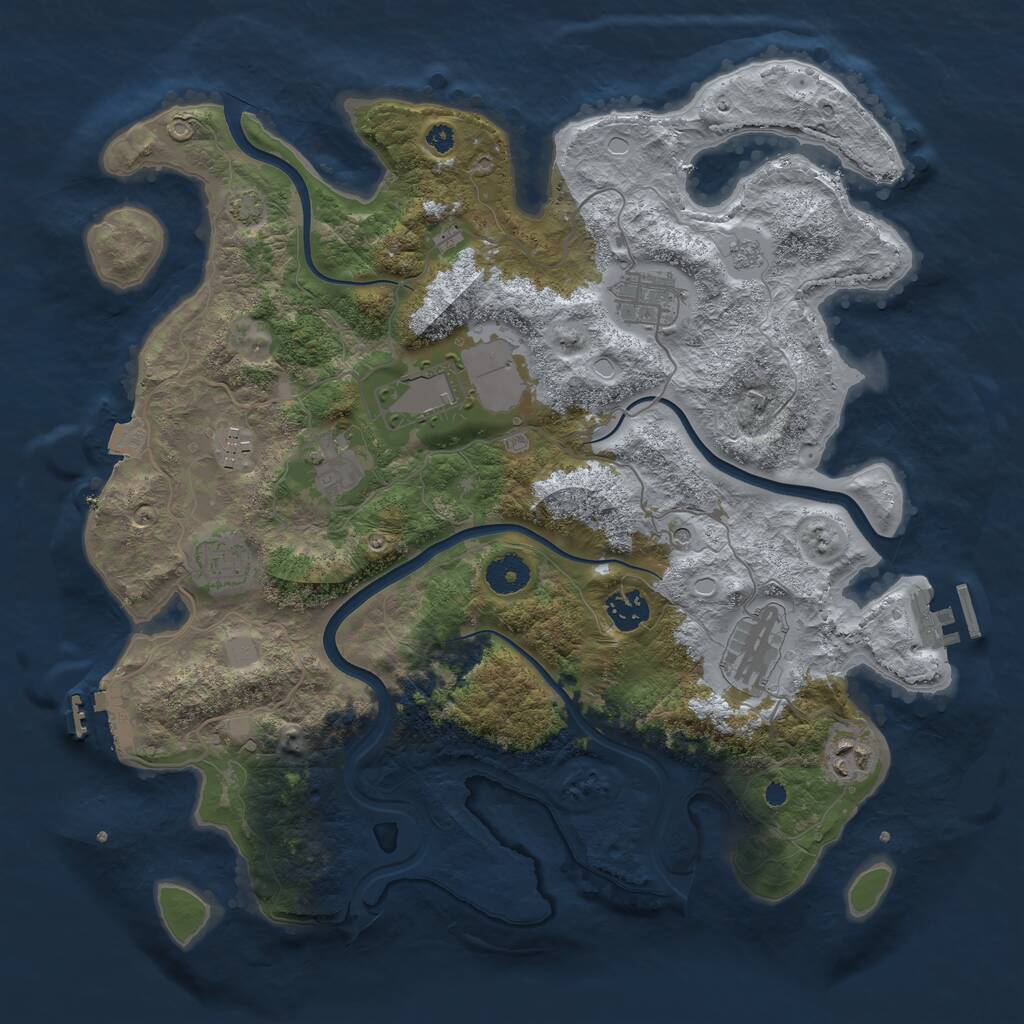 Rust Map: Procedural Map, Size: 3750, Seed: 440033564, 14 Monuments