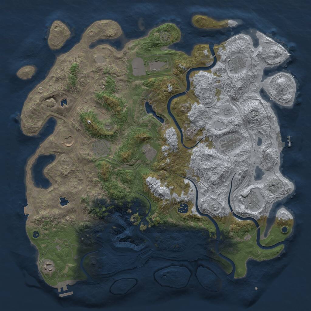Rust Map: Procedural Map, Size: 4500, Seed: 494098960, 16 Monuments