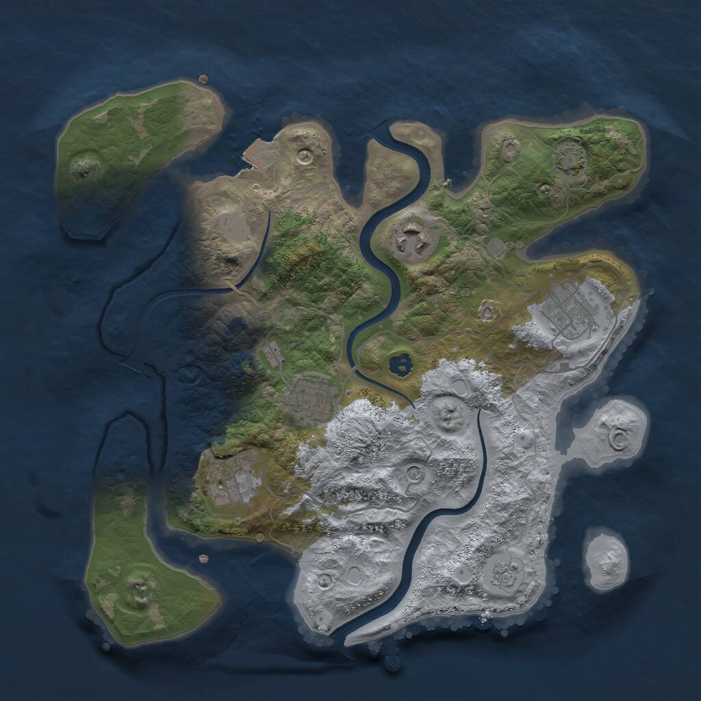 Rust Map: Procedural Map, Size: 3000, Seed: 453352, 8 Monuments