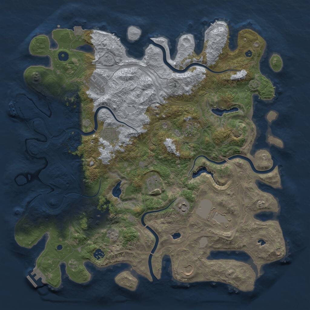 Rust Map: Procedural Map, Size: 4500, Seed: 1960615247, 16 Monuments