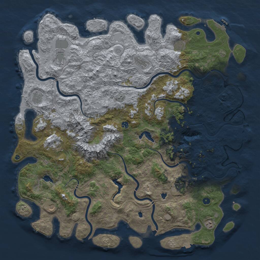 Rust Map: Procedural Map, Size: 5500, Seed: 29099013, 17 Monuments