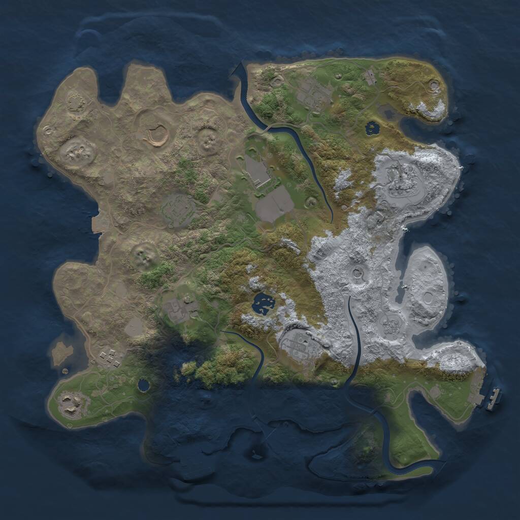 Rust Map: Procedural Map, Size: 3600, Seed: 1038037217, 16 Monuments
