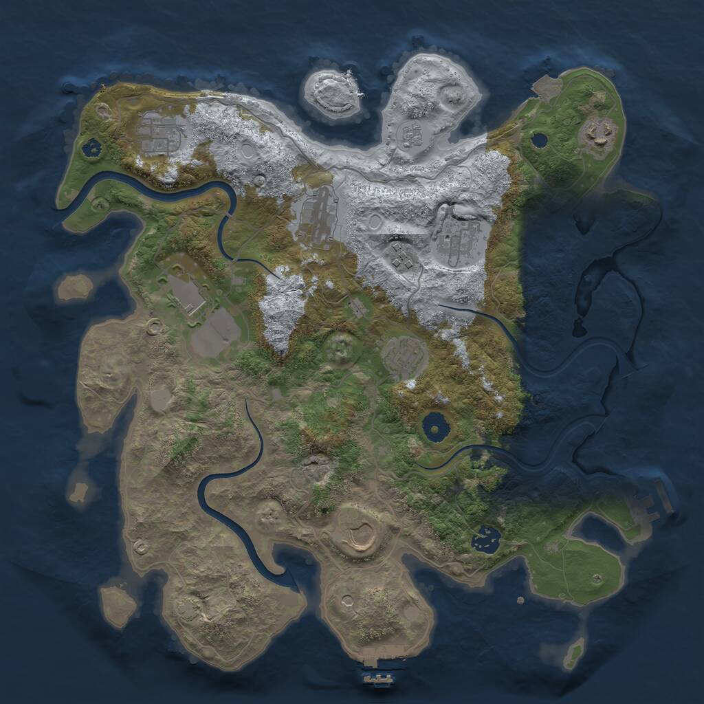 Rust Map: Procedural Map, Size: 3750, Seed: 1736309419, 15 Monuments