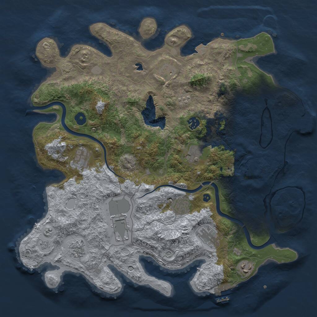Rust Map: Procedural Map, Size: 4000, Seed: 1897230337, 16 Monuments
