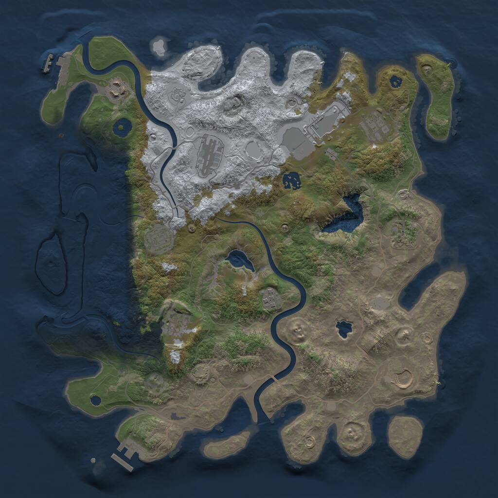 Rust Map: Procedural Map, Size: 4000, Seed: 388674645, 16 Monuments