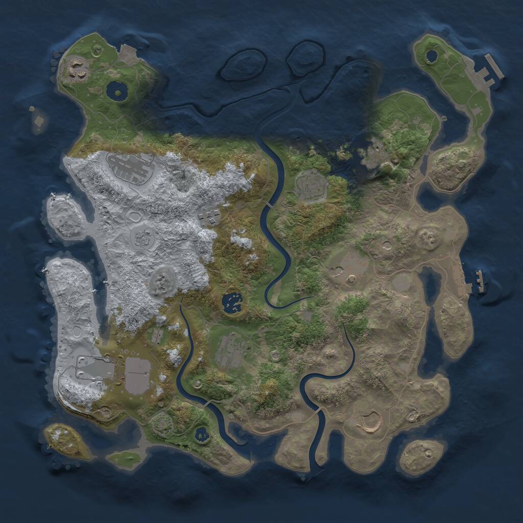 Rust Map: Procedural Map, Size: 3700, Seed: 2138250006, 16 Monuments