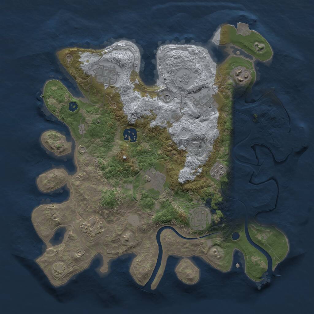 Rust Map: Procedural Map, Size: 3251, Seed: 212821687, 13 Monuments