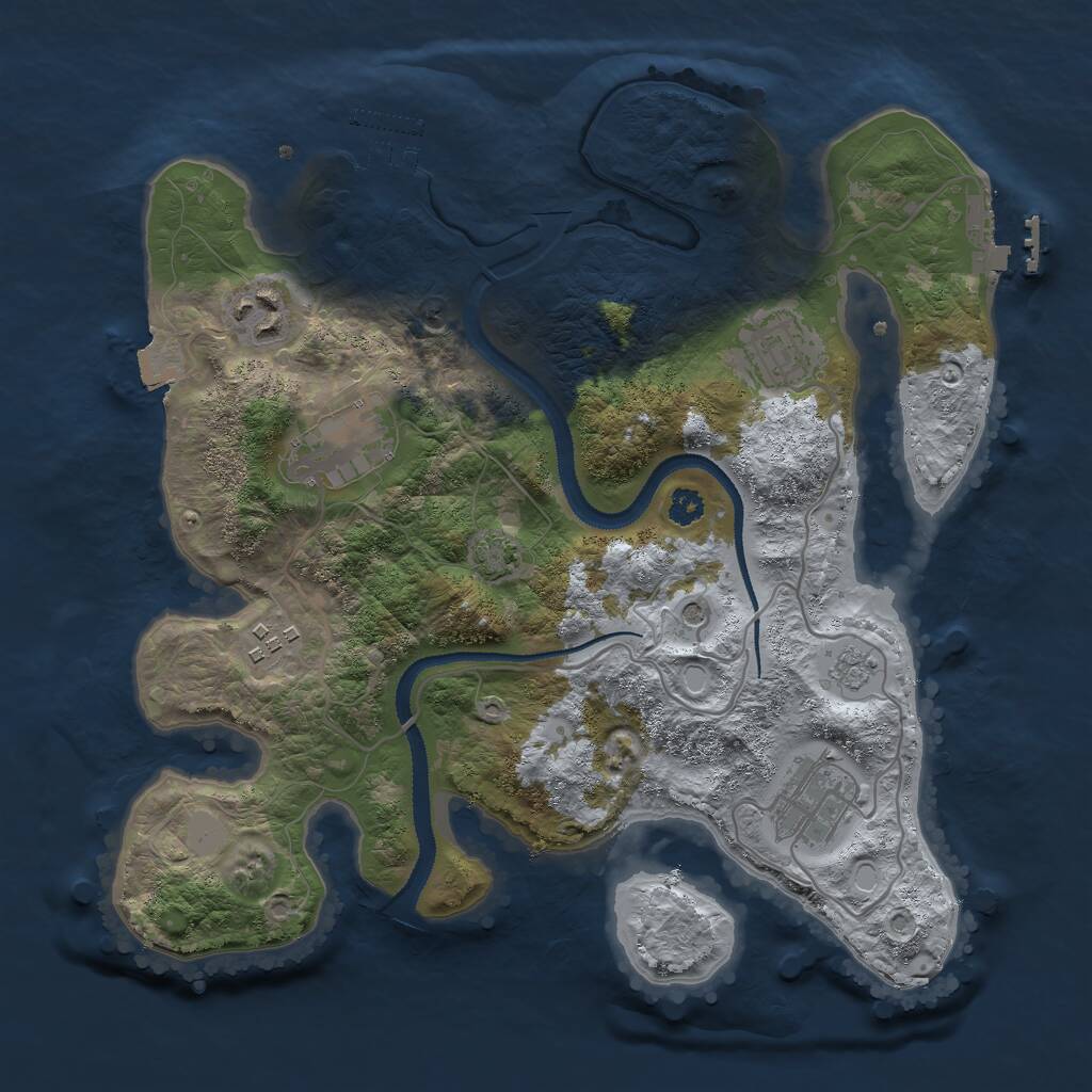 Rust Map: Procedural Map, Size: 3000, Seed: 1974555155, 11 Monuments