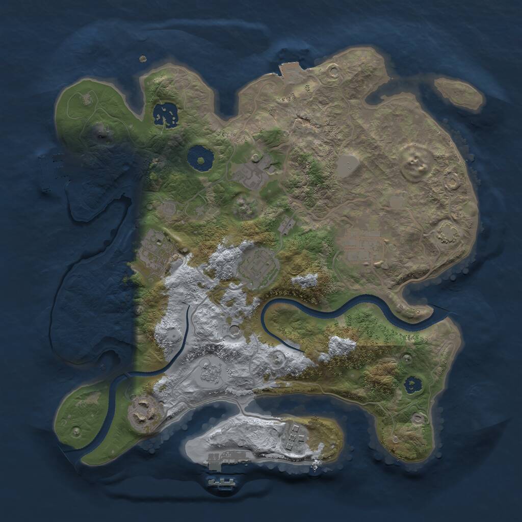 Rust Map: Procedural Map, Size: 3000, Seed: 664201973, 13 Monuments