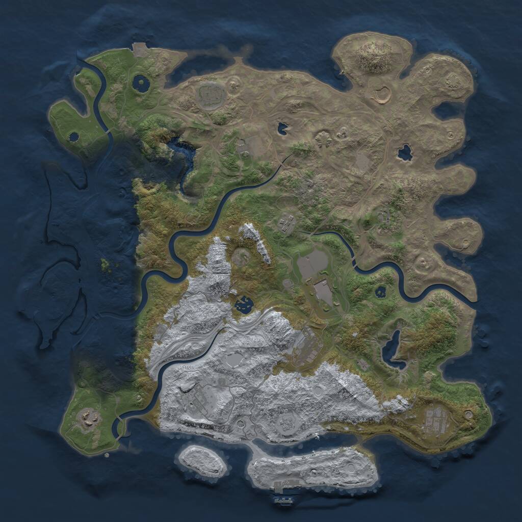 Rust Map: Procedural Map, Size: 4500, Seed: 296638670, 17 Monuments