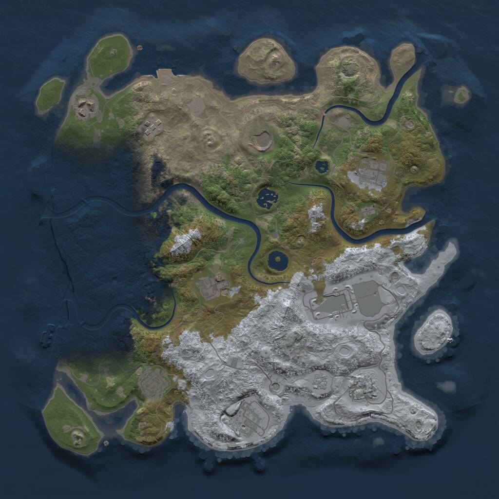 Rust Map: Procedural Map, Size: 3750, Seed: 1778176244, 16 Monuments
