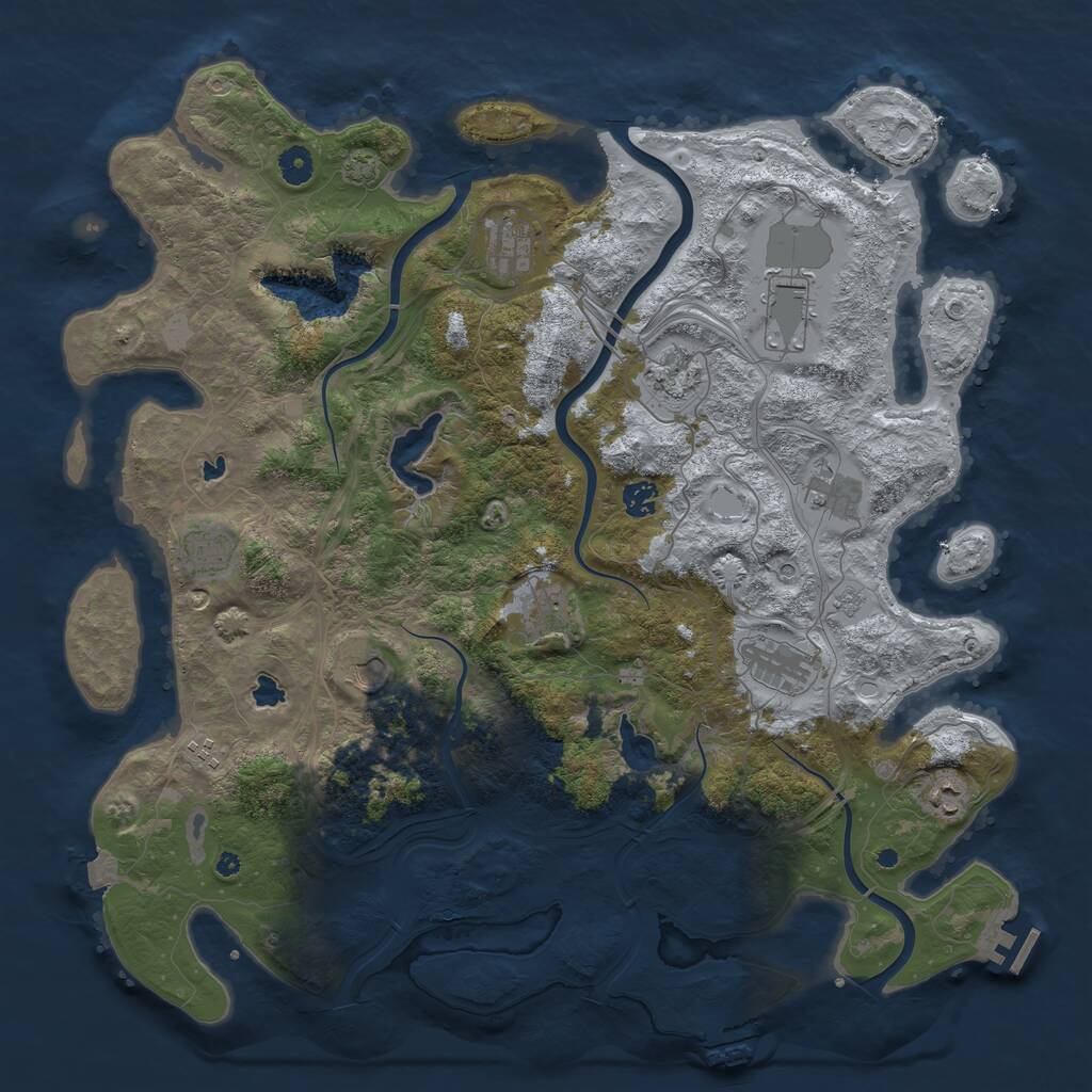 Rust Map: Procedural Map, Size: 4500, Seed: 192354514, 17 Monuments