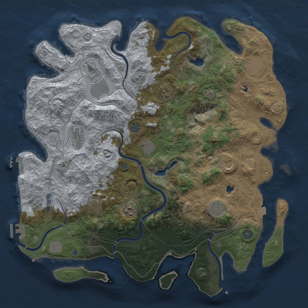 Rust Map: Procedural Map, Size: 4500, Seed: 199882982, 17 Monuments