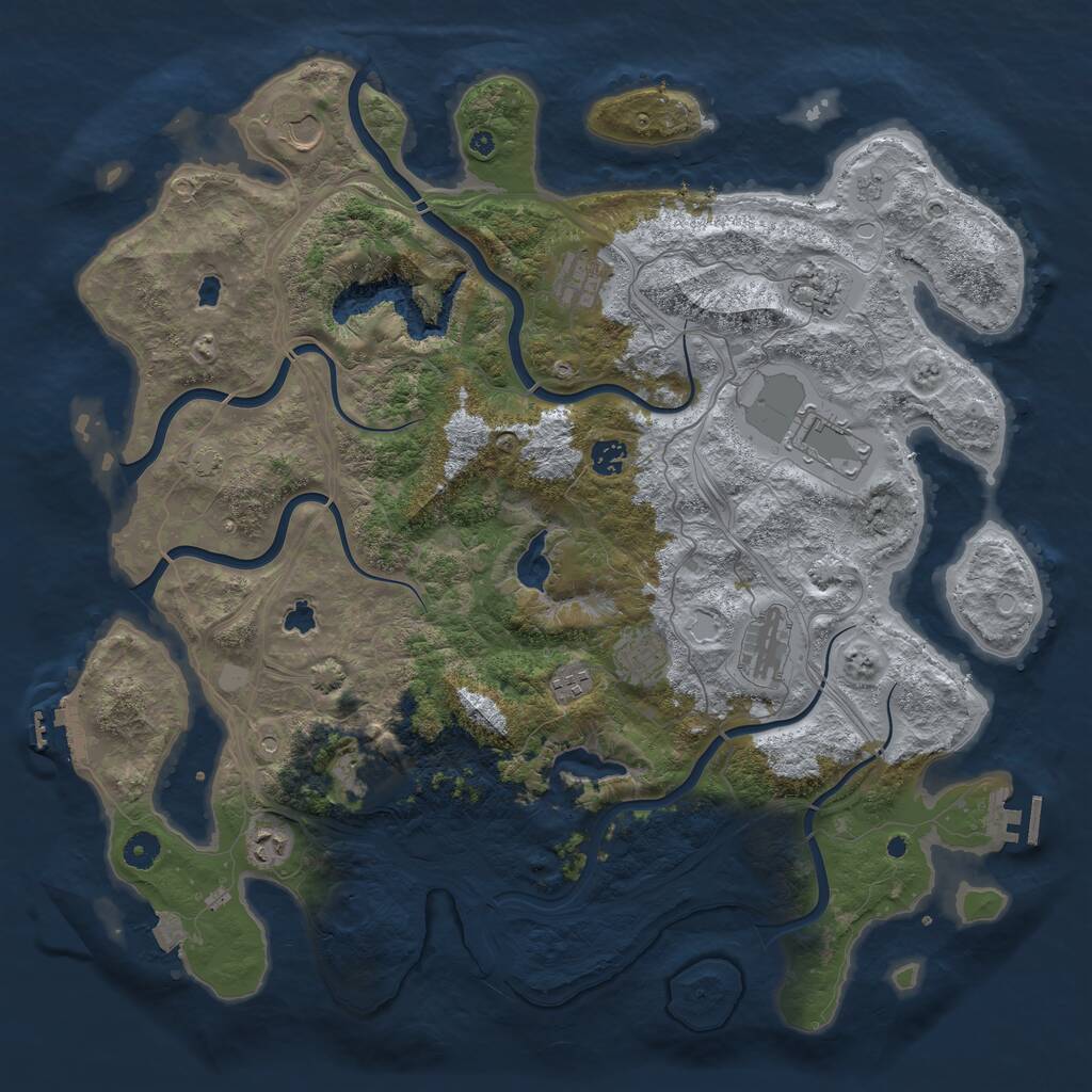Rust Map: Procedural Map, Size: 4500, Seed: 1331181802, 16 Monuments