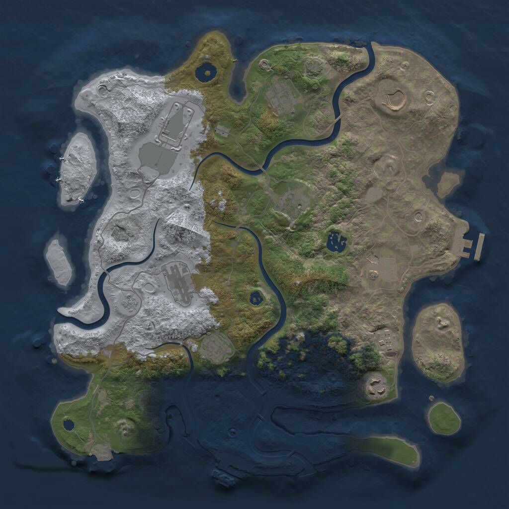 Rust Map: Procedural Map, Size: 3750, Seed: 113904965, 16 Monuments