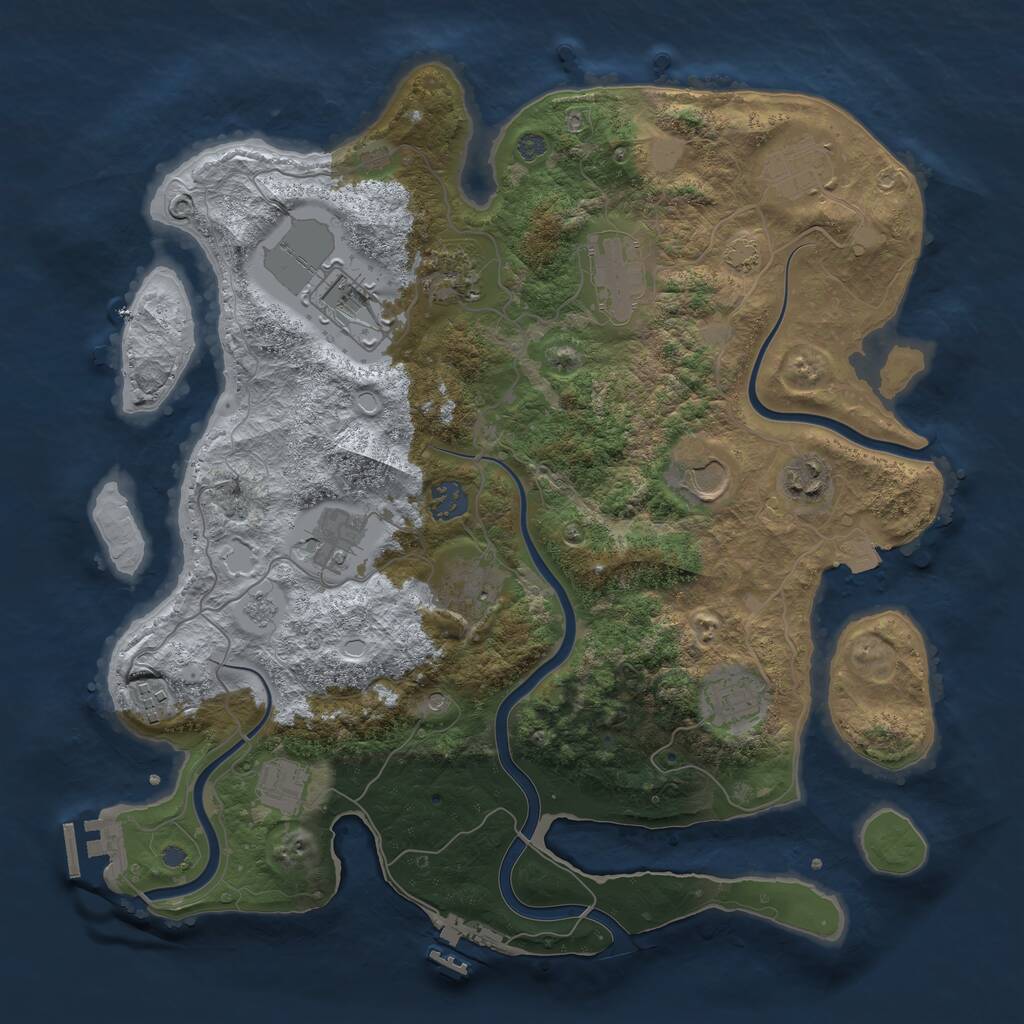 Rust Map: Procedural Map, Size: 3750, Seed: 113904965, 17 Monuments