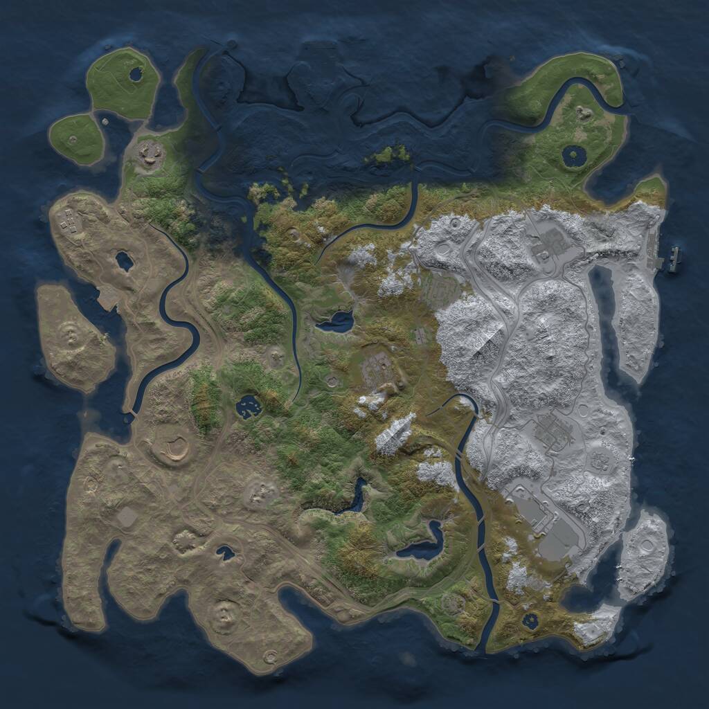 Rust Map: Procedural Map, Size: 4500, Seed: 877641037, 15 Monuments