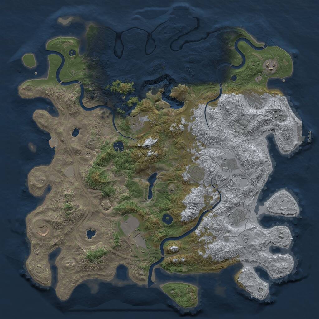Rust Map: Procedural Map, Size: 4500, Seed: 1354866579, 16 Monuments