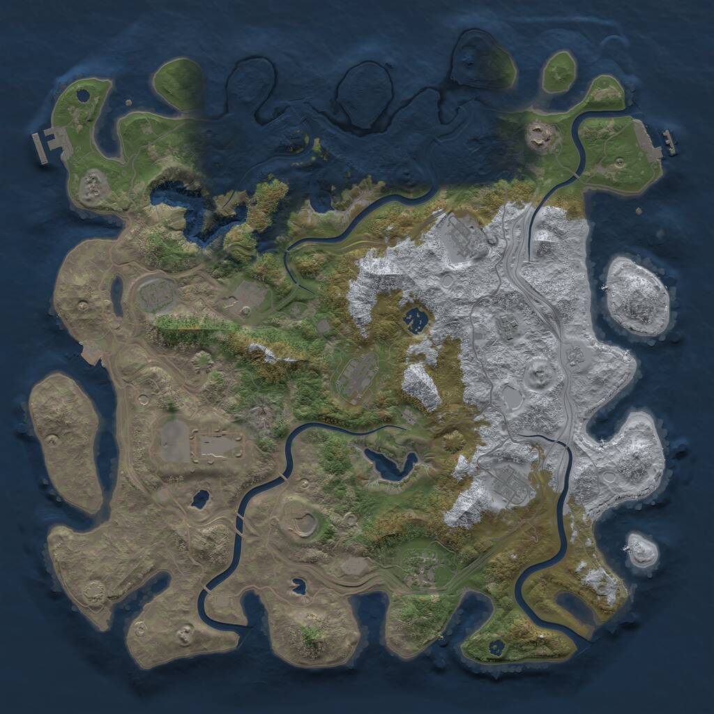 Rust Map: Procedural Map, Size: 4500, Seed: 1290133038, 17 Monuments