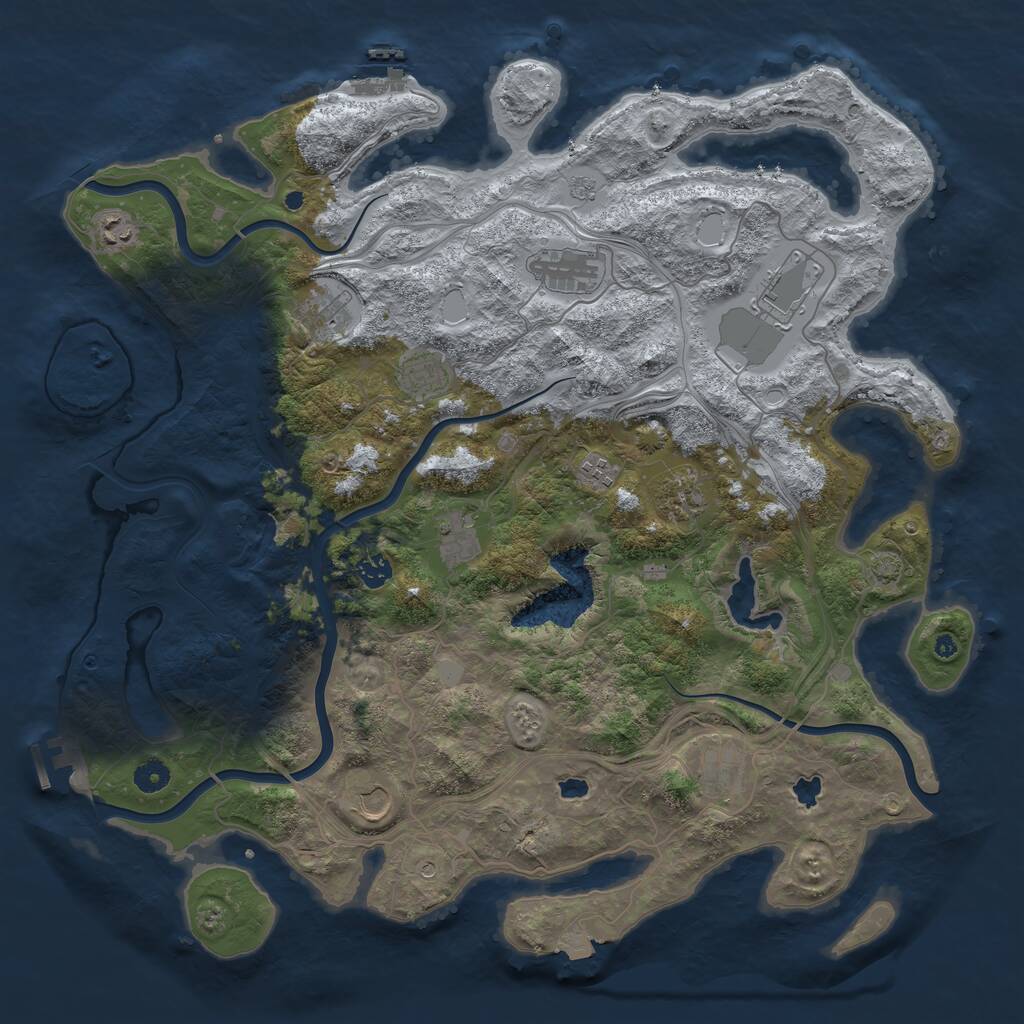 Rust Map: Procedural Map, Size: 4500, Seed: 1419343034, 17 Monuments