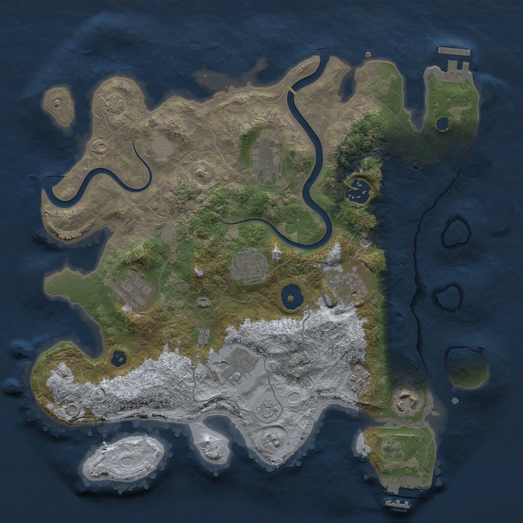 Rust Map: Procedural Map, Size: 3300, Seed: 1979503527, 14 Monuments