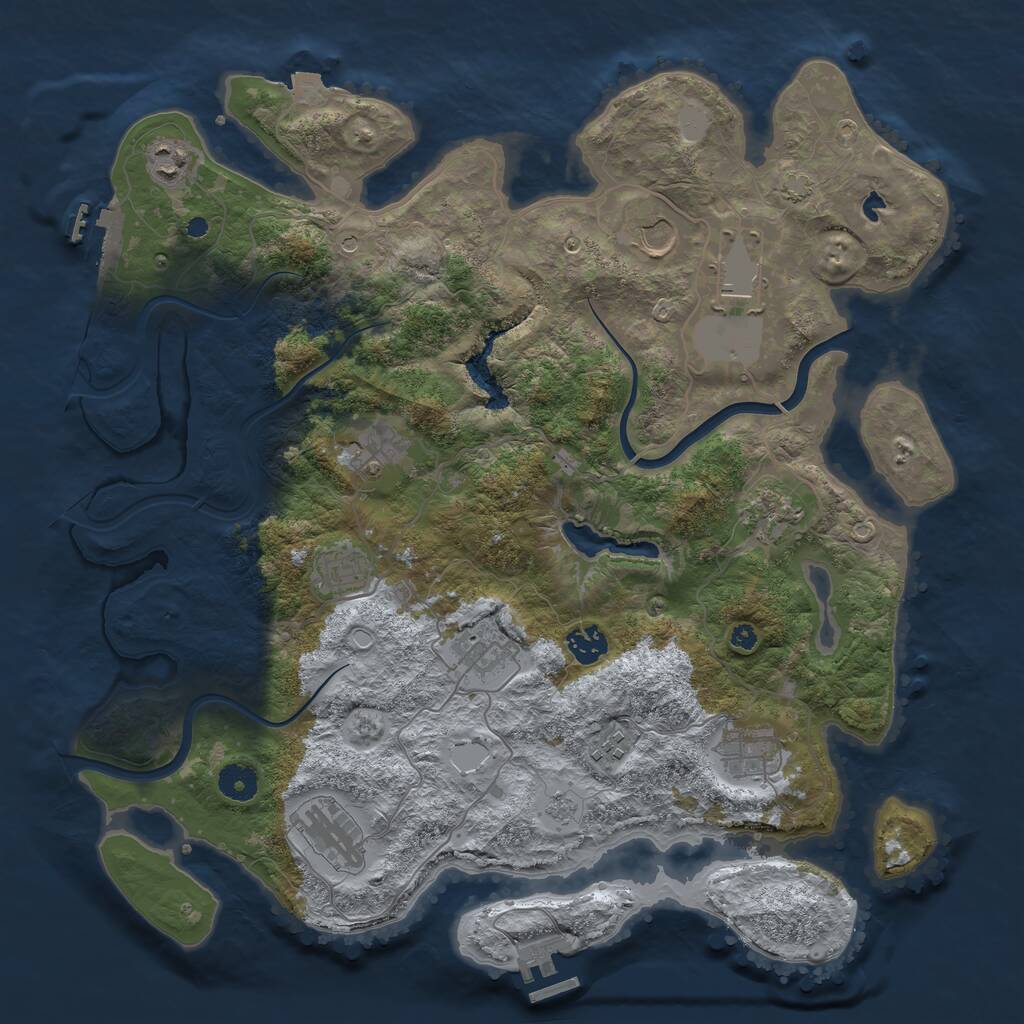 Rust Map: Procedural Map, Size: 4000, Seed: 559813425, 17 Monuments