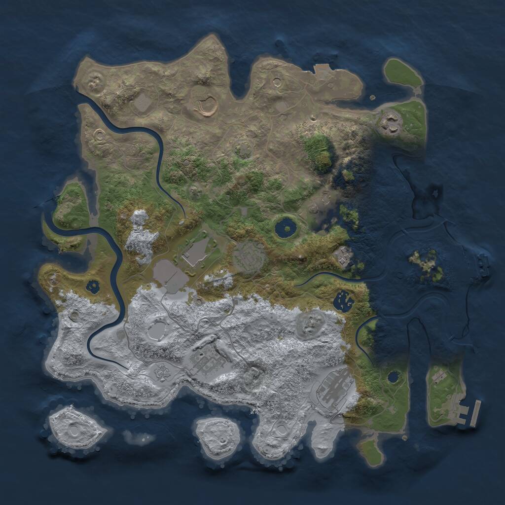 Rust Map: Procedural Map, Size: 3750, Seed: 1343747332, 15 Monuments