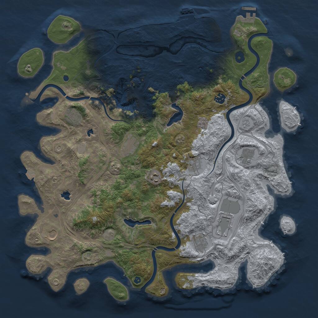 Rust Map: Procedural Map, Size: 4500, Seed: 1701708982, 16 Monuments