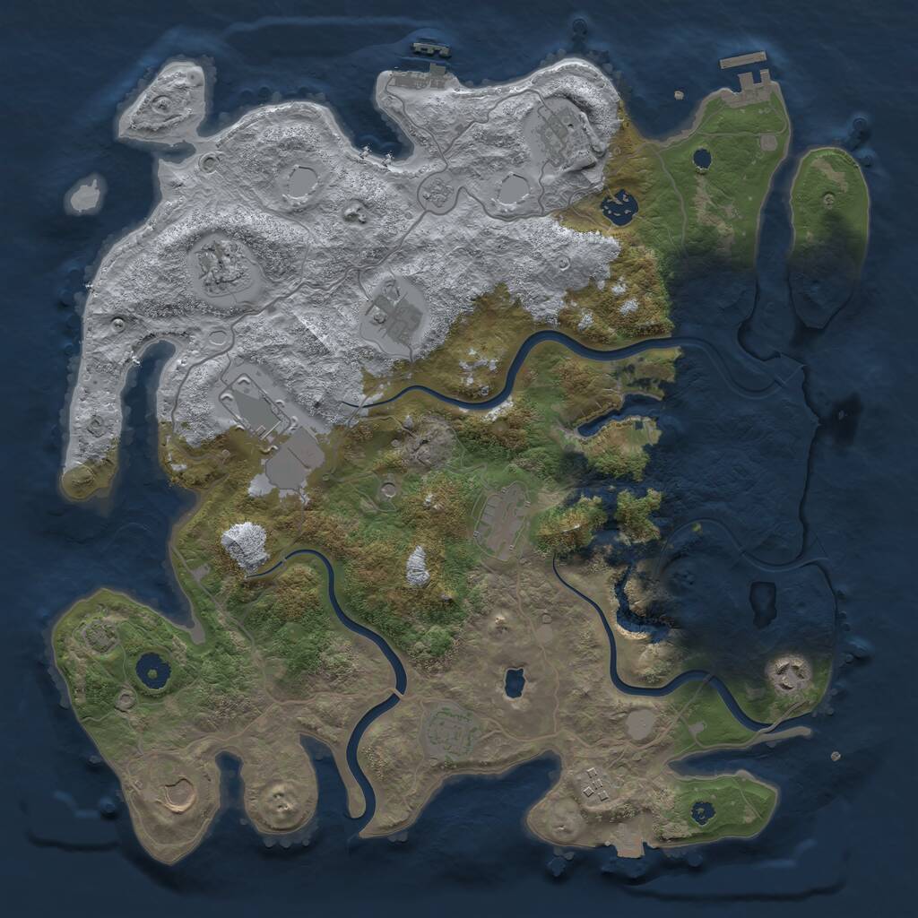 Rust Map: Procedural Map, Size: 4000, Seed: 1821013983, 16 Monuments