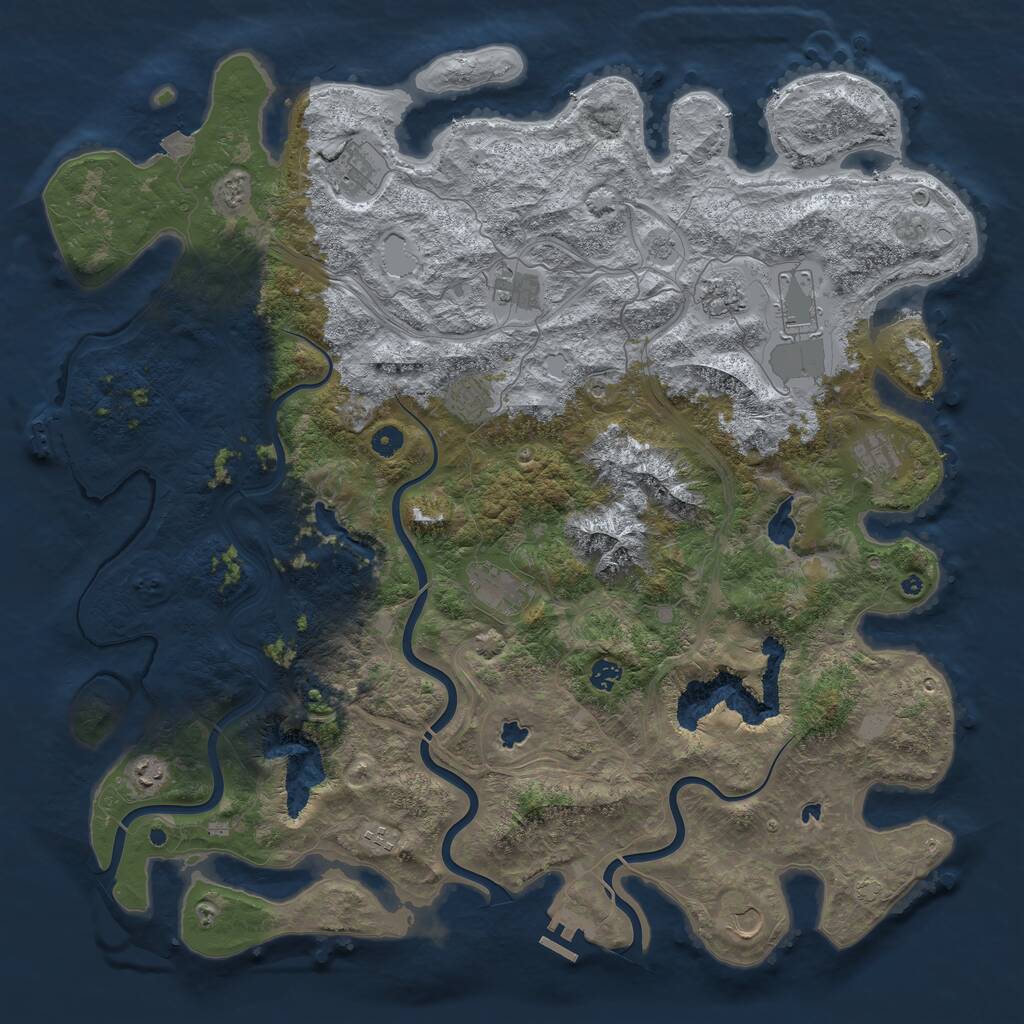 Rust Map: Procedural Map, Size: 5000, Seed: 63678, 17 Monuments