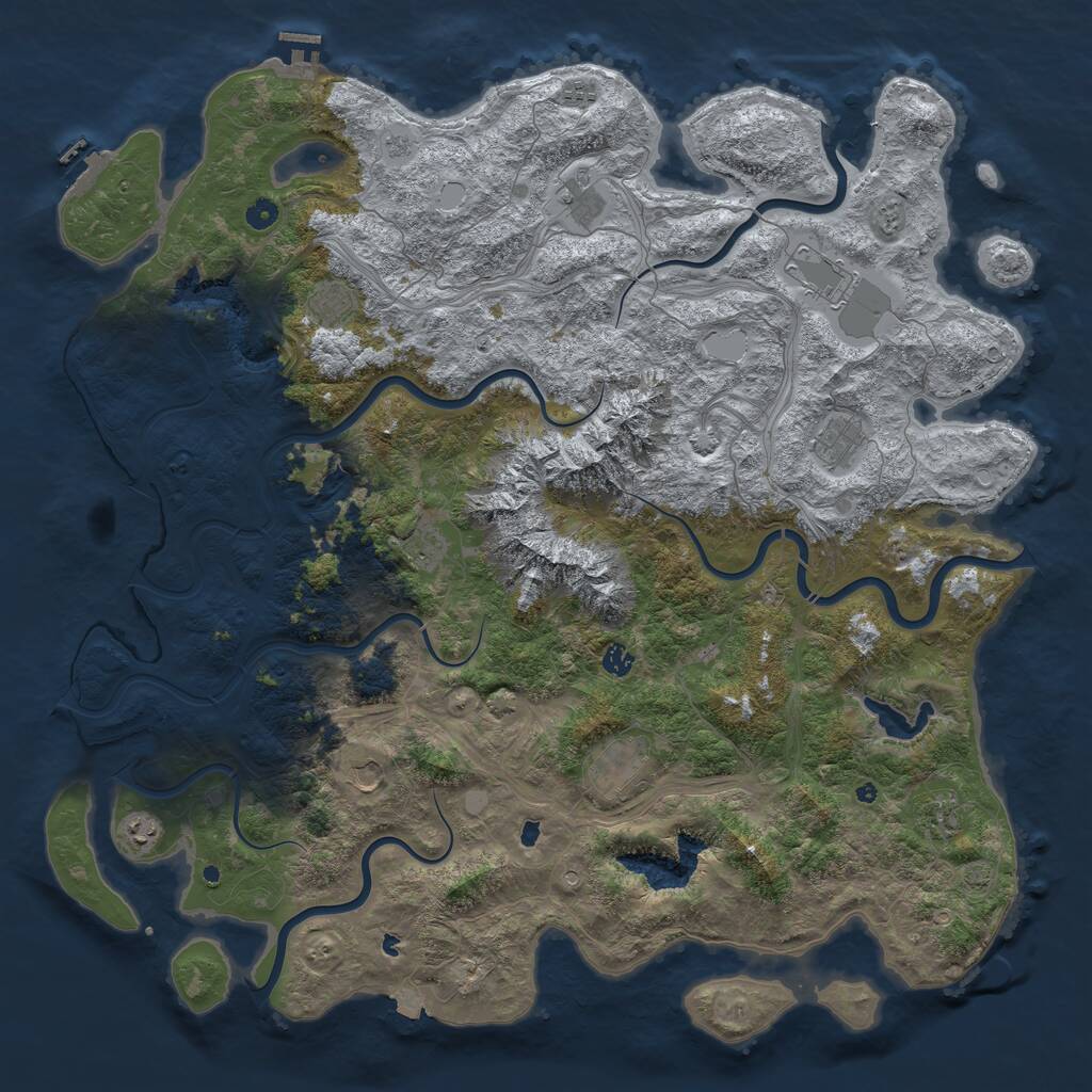 Rust Map: Procedural Map, Size: 5250, Seed: 1236872649, 17 Monuments