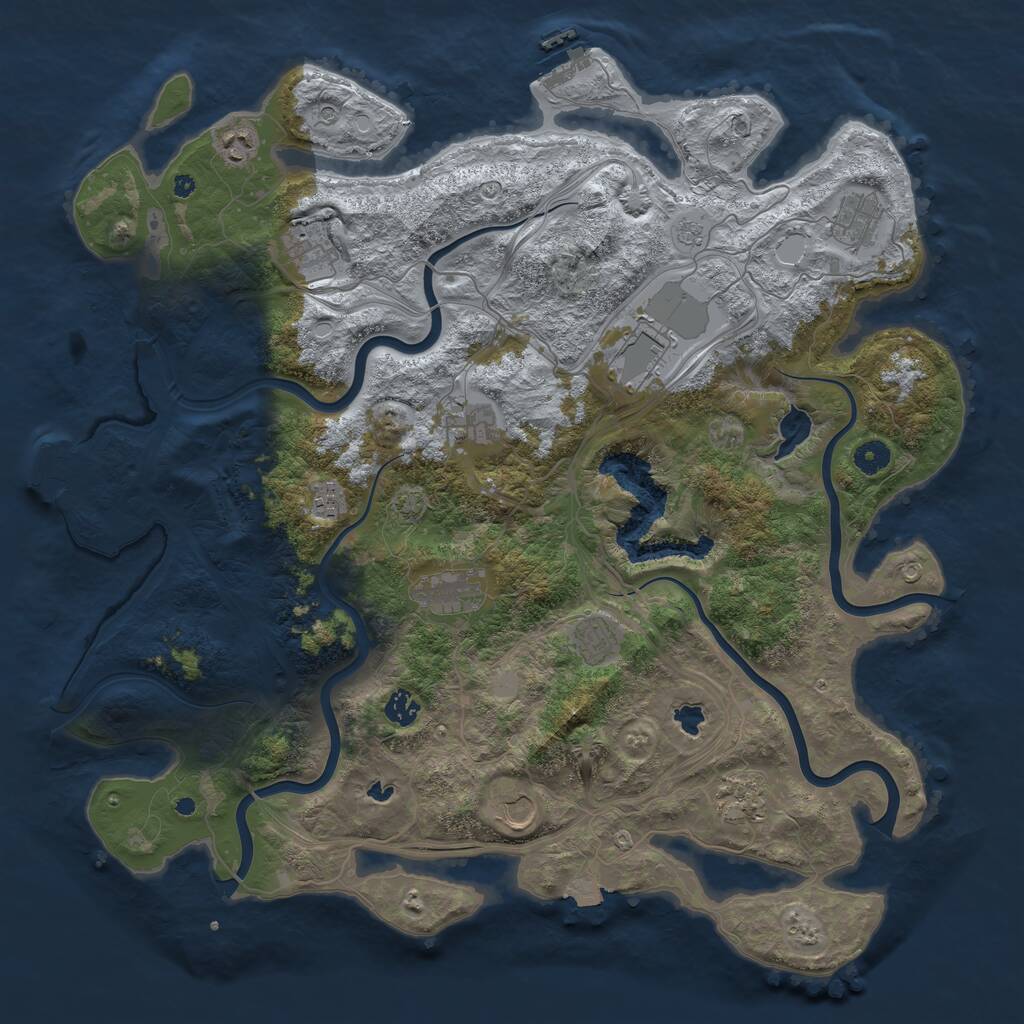 Rust Map: Procedural Map, Size: 4500, Seed: 1020636762, 17 Monuments